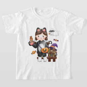 Camiseta Halloween Cat Pumpkin Girl boo