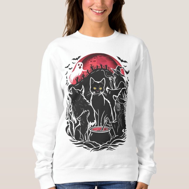 Camiseta Halloween Cat Spooky - Bruxas (Frente)