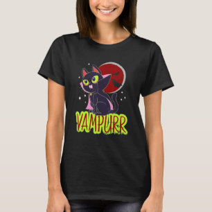 Camiseta Halloween Cat Vampiro Vampiro Gato Mulher Gato Hom