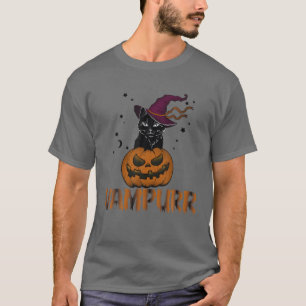 Camiseta Halloween Cat Vampurr Vampiro Rapariga Criativa Ho