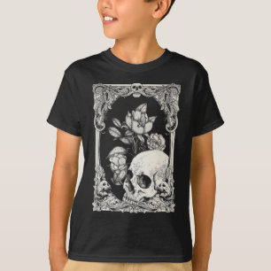 Camiseta Halloween Caveira Pastel Gótico Flor Gótico Floral