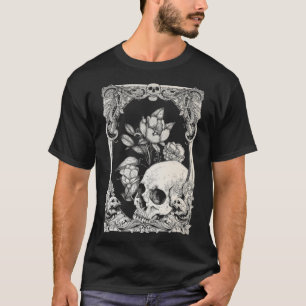 Camiseta Halloween Caveira Pastel Gótico Flor Gótico Floral