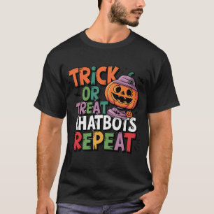 Camiseta 🤖 Halloween Chatbot AI Engraçado ou 👻 Tratar 🎃