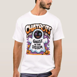 Camiseta 🤖 Halloween Chatbot AI Fantasma Engraçado Na Máqu