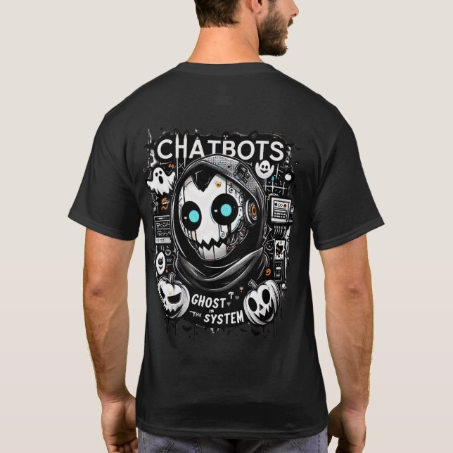 Camiseta 🤖 Halloween Chatbot AI Fantasma Engraçado Na Máqu (Verso)