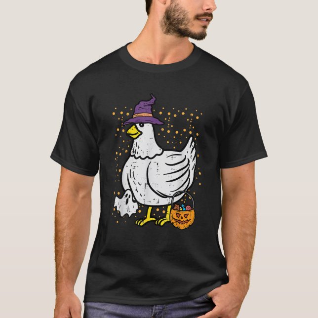 Camiseta Halloween Chicken Rooster Costume Farmer Men Women (Frente)