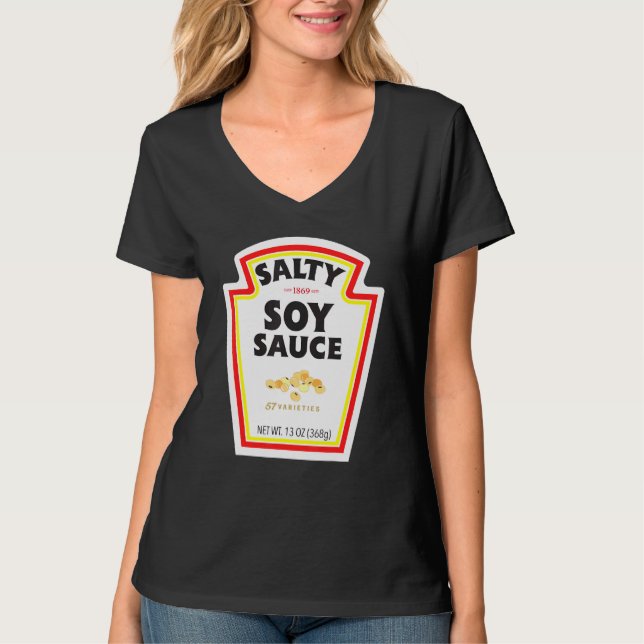 Camiseta Halloween Correspondendo Costume Salty Soy Sauce B (Frente)