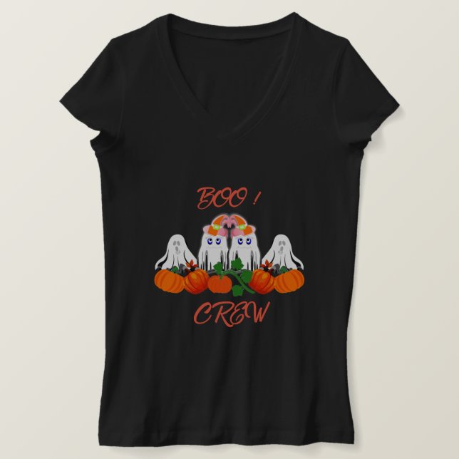 Camiseta Halloween Costume BOO Crew Pumpkin Patch Spooky (Frente do Design)