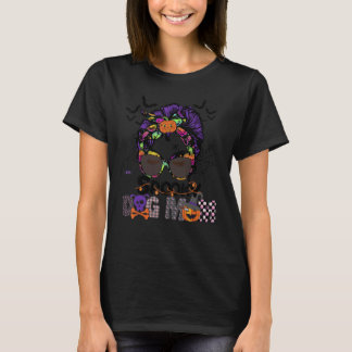 Camiseta Halloween Costume Messy Bun Spooky Cachorro Mãe Mã