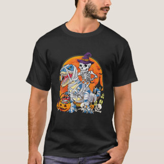 Camiseta Halloween Costume Skeleton Andando T Rex Dinossaur