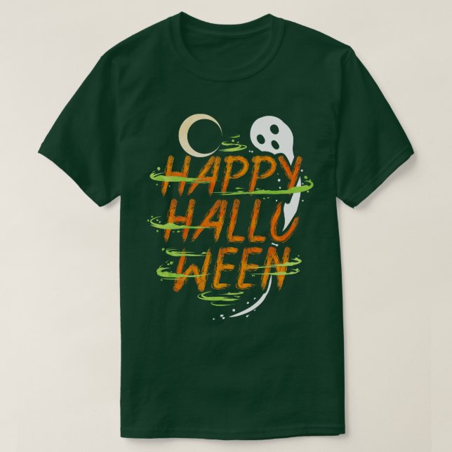 Camiseta Halloween Costume Spirit Ghost Moon Deseja Feliz H (Frente do Design)