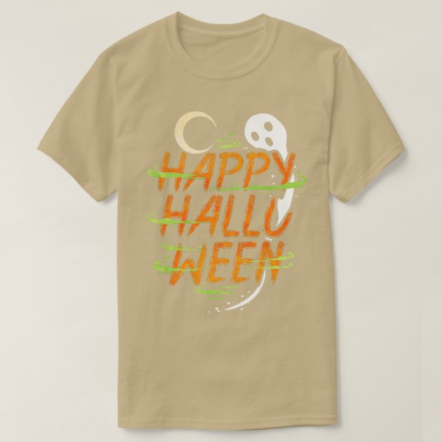 Camiseta Halloween Costume Spirit Ghost Moon Deseja Feliz H (Frente do Design)