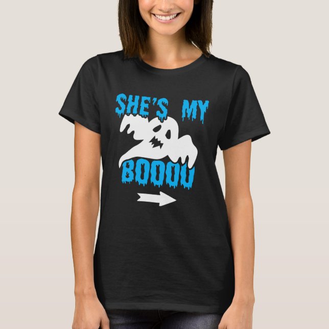 Camiseta Halloween Couples She s My Boo Ghost (Frente)