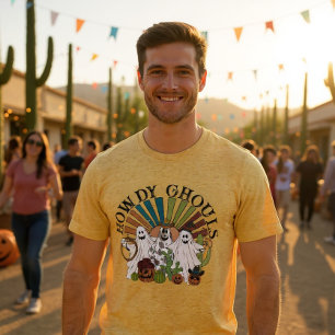 Camiseta Halloween Cowboy Howdy Ghouls Country Fantasmas