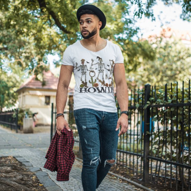 CAMISETA HALLOWEEN COWBOY SKELETONS DANÇANDO | OESTE SELVAG (Criador carregado)