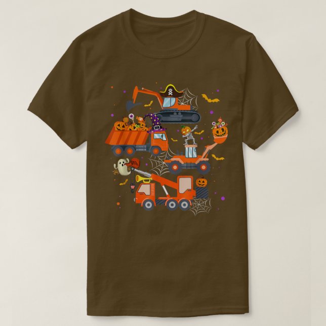 Camiseta Halloween Crane Truck Construction Pumpkin Toddler (Frente do Design)