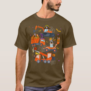Camiseta Halloween Crane Truck Construction Pumpkin Toddler