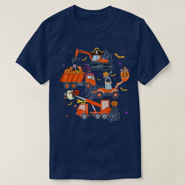 Camiseta Halloween Crane Truck Construction Pumpkin Toddler (Frente do Design)