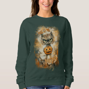 Camiseta Halloween Cranky Cat Com Abóbora