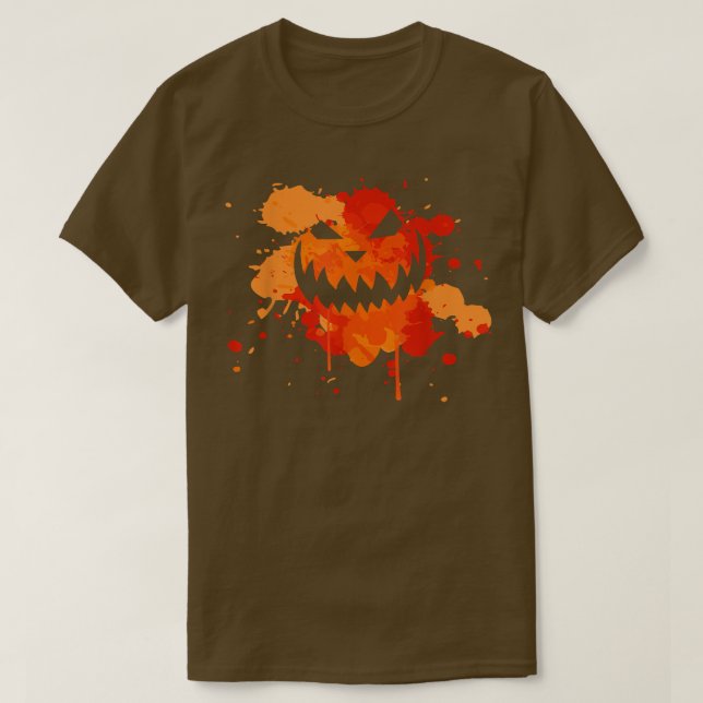 Camiseta Halloween Creepy Evil Jack o Lantern Smiling Face  (Frente do Design)