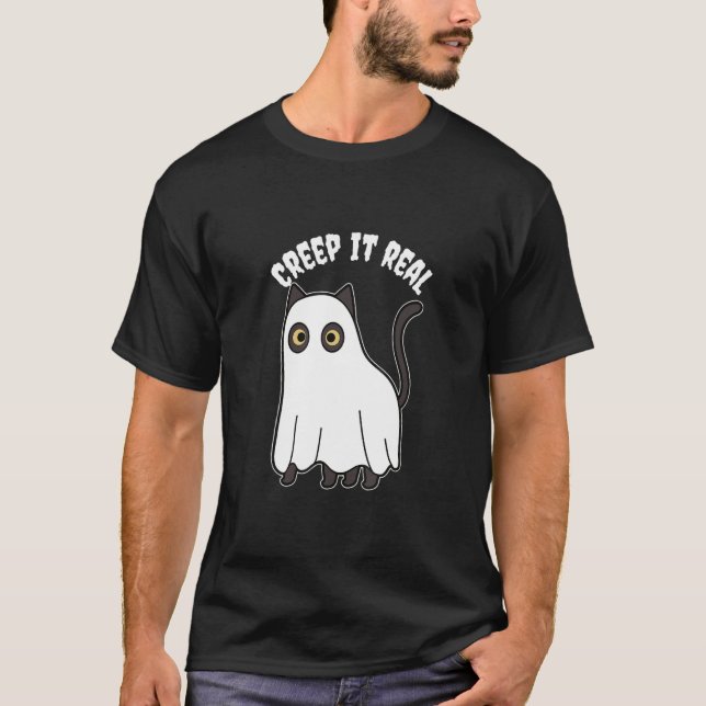 Camiseta Halloween Crepe isso Gato Real (Frente)