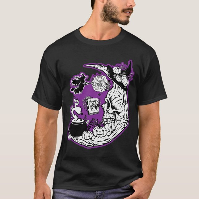 Camiseta Halloween Crescent Moon Witold Skull (Frente)