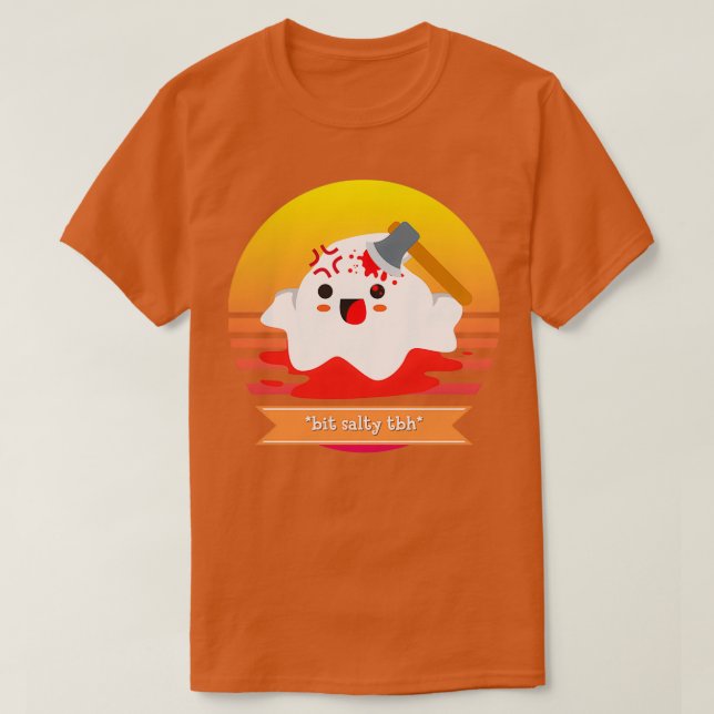 Camiseta Halloween Cute Ghost Bit Salty TBH (Frente do Design)