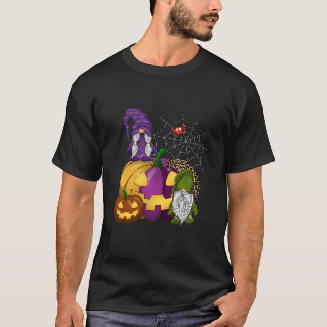 Camiseta Halloween Cute Gnomo Halloween Costume Pumpkin (Frente)