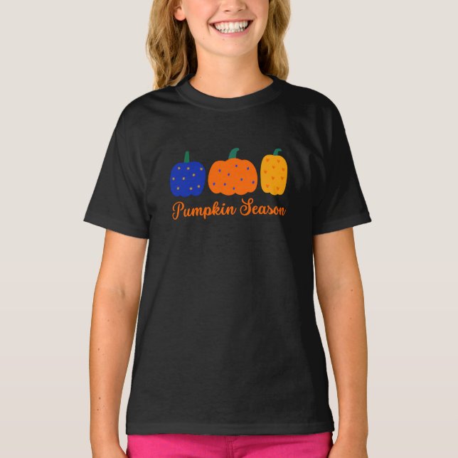 Camiseta Halloween da estação de abóbora (Frente)