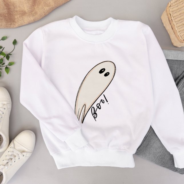 Camiseta Halloween da Ilustração do Boo Ghost (Hand-lettered Boo Ghost Illustration Halloween Sweatshirt)