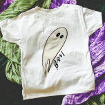 Camiseta Halloween da Ilustração do Boo Ghost<br><div class="desc">Camisetas modernas e brincalhonas de Halloween,  com um fantasma branco desenhado à mão com texto escrito à mão dizendo: "Boo!" Ordene um para a equipe do Boo combinar!</div>
