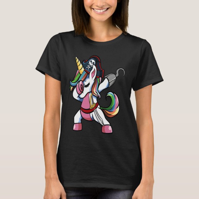 Camiseta Halloween Dabbing Cute Pirate Unicorn Apparel Kids (Frente)