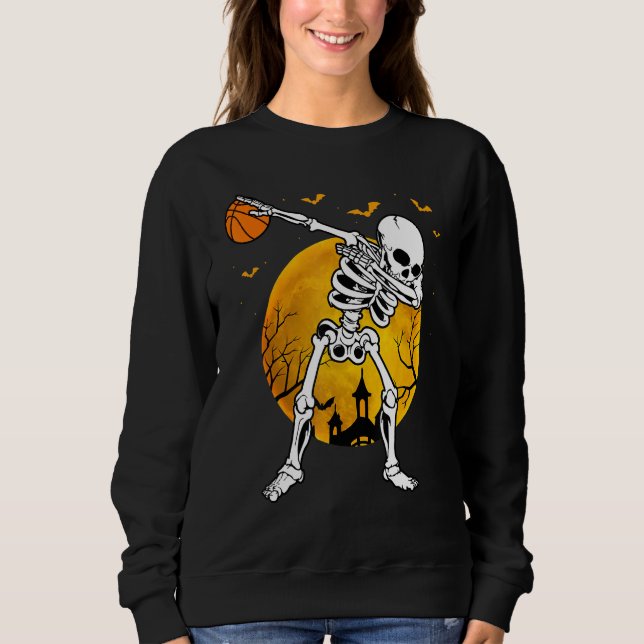 Camiseta Halloween Dabbing Skeleton Pumpkin Spooky Illustra (Frente)