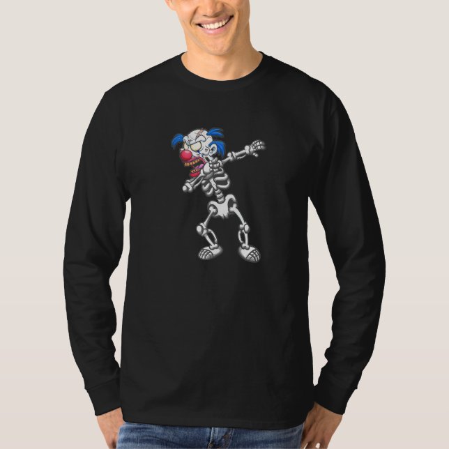 Camiseta Halloween Dabbing Skeleton Scary Clowy (Frente)