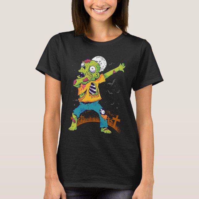 Camiseta Halloween Dabbing Zombie Dab In Graveyard  Fun Und (Frente)