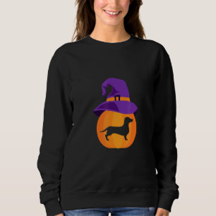 Camiseta Halloween Dachshund Pumpkin Witch Hat Wiener Dog