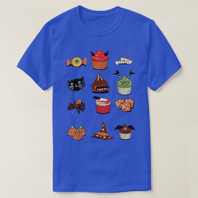 Camiseta Halloween de aranha-de-aranha-Cupcake-bruxa-negra (Frente do Design)