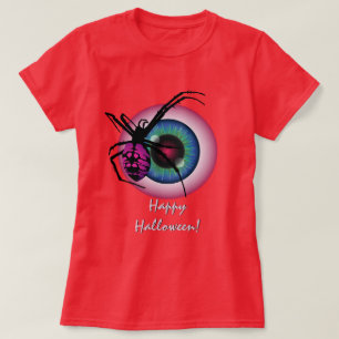 Camiseta Halloween de aranha e bola de sangue