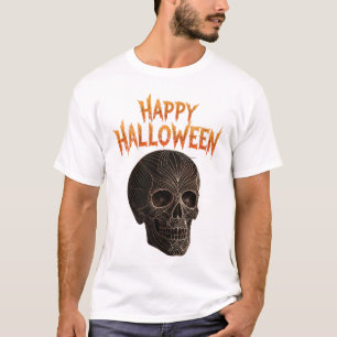 Camiseta Halloween De Arte De Linha Dourada