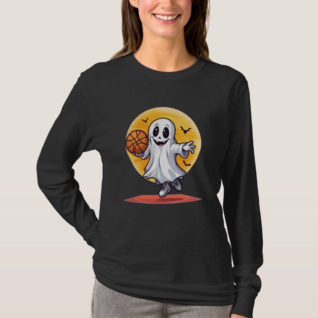 Camiseta Halloween de basquete de futebol fantasma (Frente)