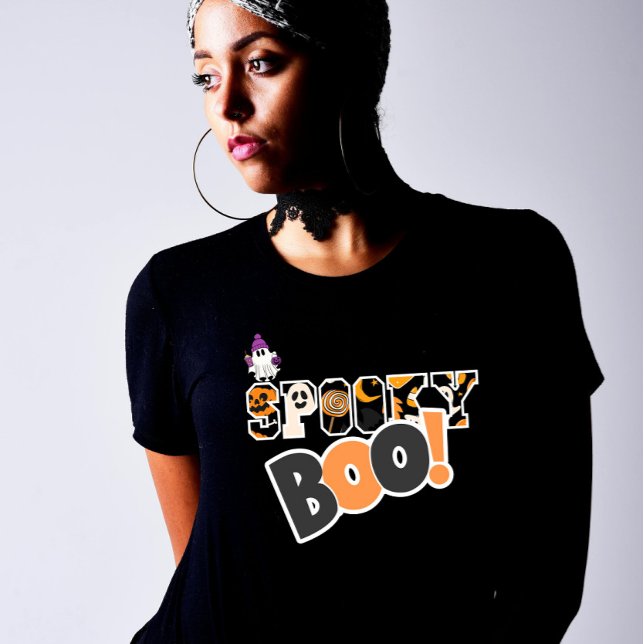 Camiseta Halloween de Boo Spooky Na moda Personalizado (Criador carregado)