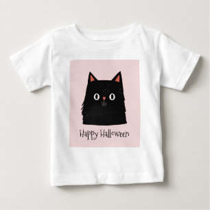 Camiseta Halloween de bruxa-branca-gato negra