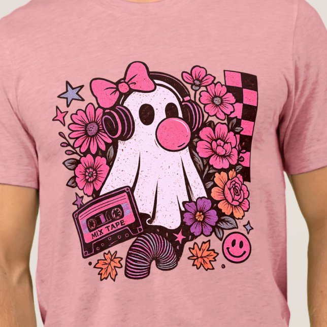 Camiseta Halloween de Bublegum Aestético Retro Ghost Girl (This ghost girl design mixes 90s aesthetic nostalgia with playful Halloween charm.)