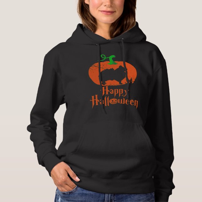 Camiseta Halloween De Cão Pomerano (Frente)
