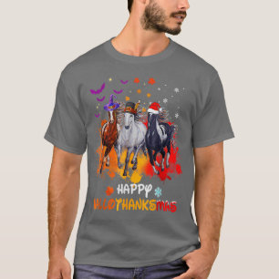 Camiseta Halloween De Cavalo E Feliz Hallotha De Feliz Nata