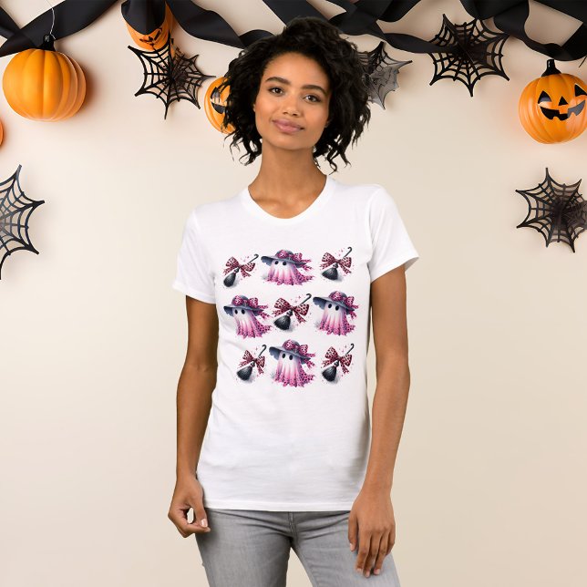 Camiseta Halloween de coquete rosa e preto (Criador carregado)
