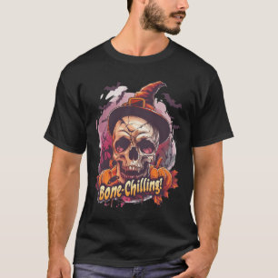Camiseta Halloween De Crânio E Pumpkin Refrigerado Por Osso