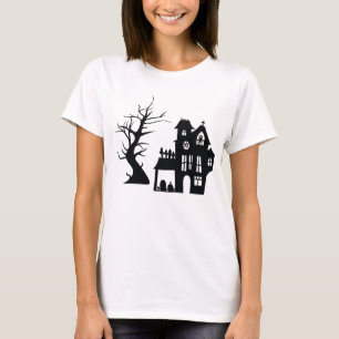 Camiseta Halloween de Design preto de Casa Assombrada