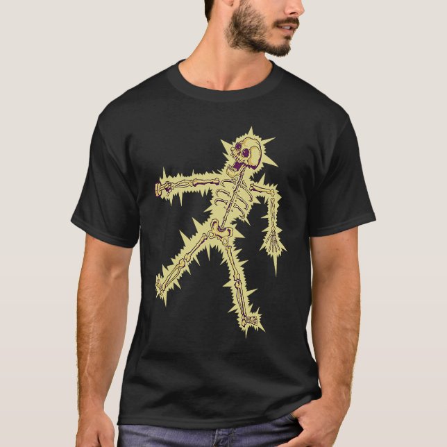 Camiseta Halloween de esqueleto eletrocutado (Frente)