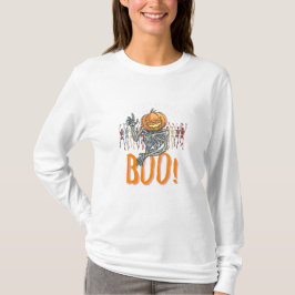 Camiseta Halloween de Grunge Laranja e Branco com Marca Per